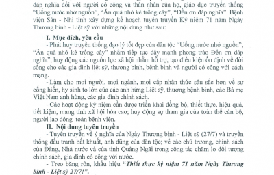Kế hoạch số 29/KHTH-BVSN v/v Tuyên truyền Ky niệm 71 năm Ngày thương binh - Liệt sỹ ( 27/7/1947-27/07/2018 )